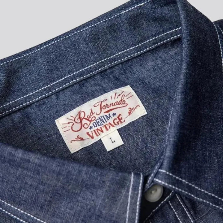 Short-sleeves men's jean shirt