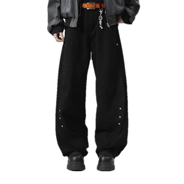Slouchy Fit with Metal Studs Men's Jean Pants - Black