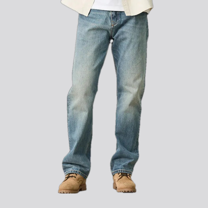 Dark faded street style men's jeans