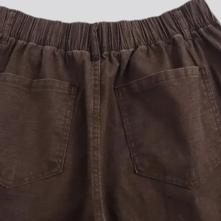 Mid rise stylish wide denim pants for ladies