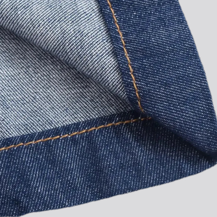 Mid rise stylish wide denim pants for ladies