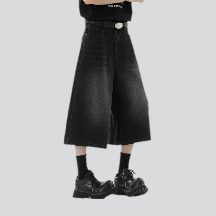 Mid rise faded wash men's denim shorts