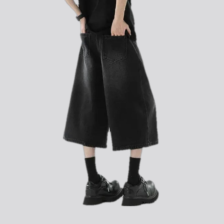 Mid rise faded wash men's denim shorts