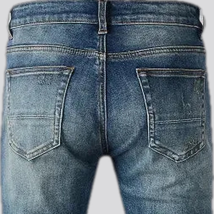 Mid-waist ripped stretchable skinny jeans for men