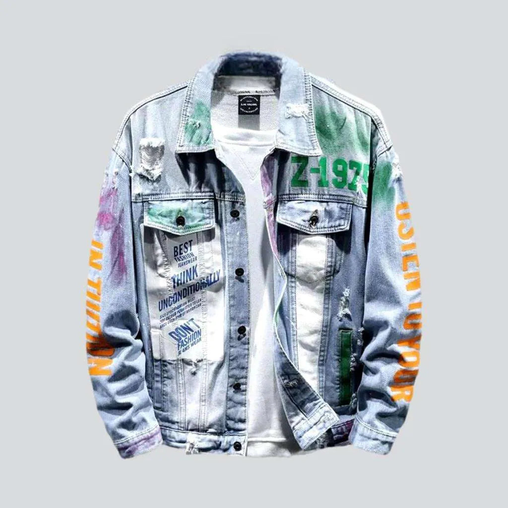 Painted y2k men's denim jacket | Jeans4you.shop