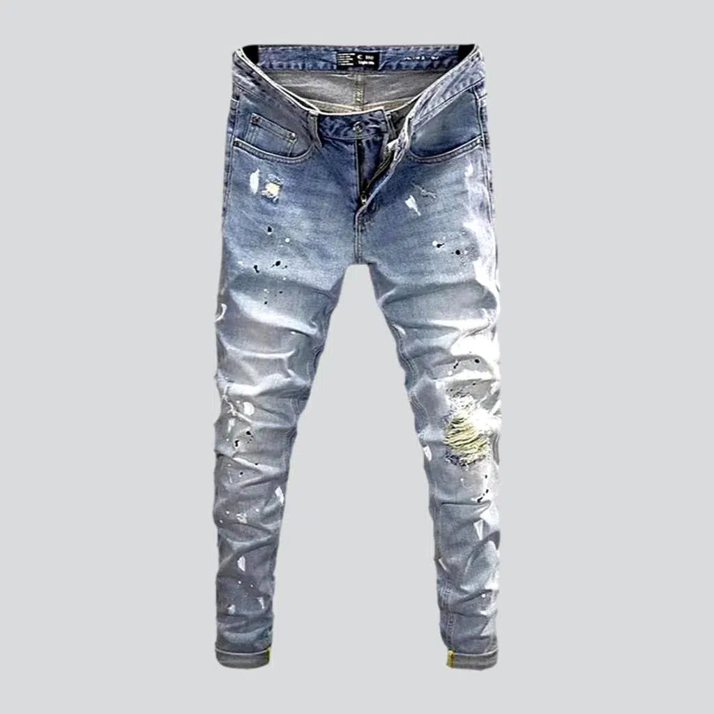 Ripped light men's wash jeans | Jeans4you.shop