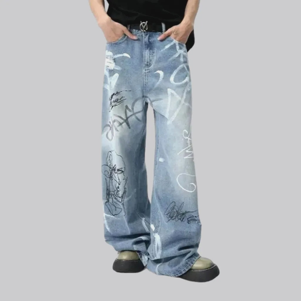 Painted men's floor-length jeans | Jeans4you.shop