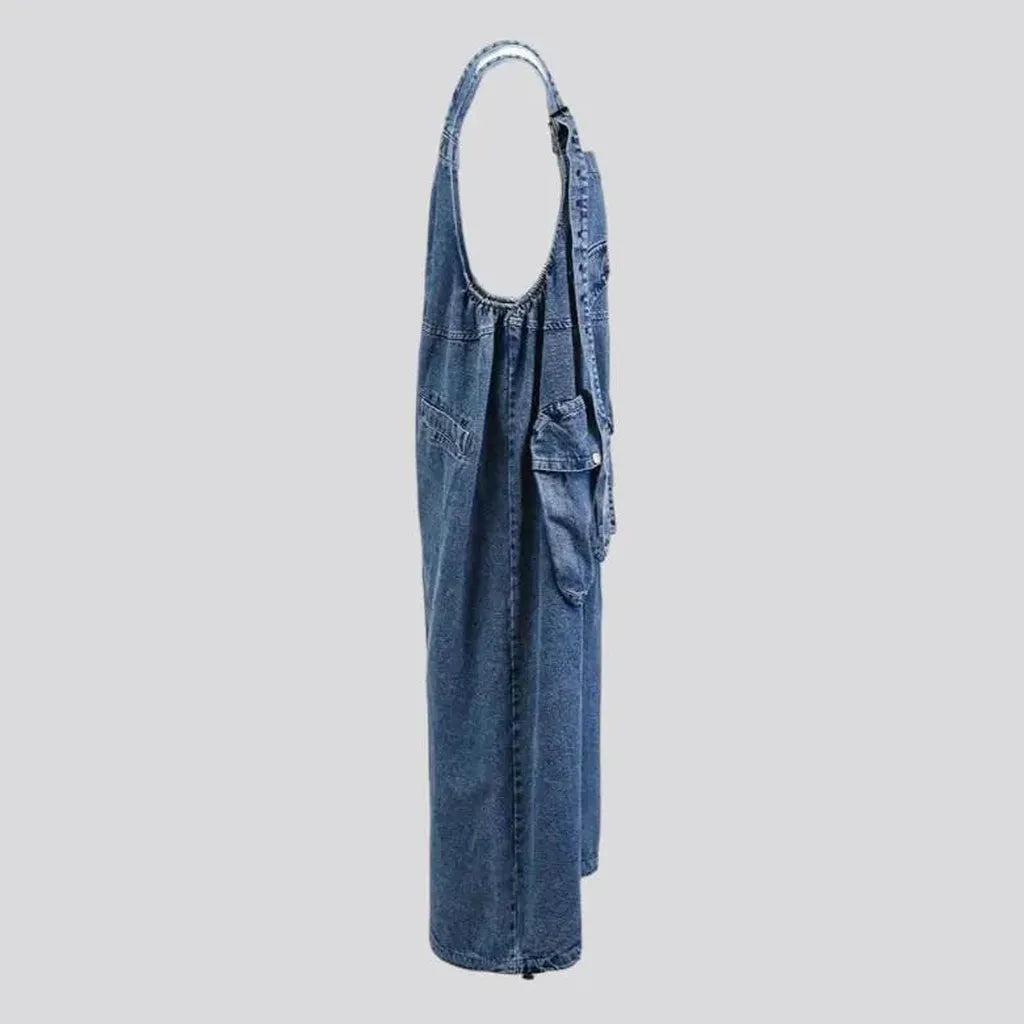 Stonewashed women's denim overall