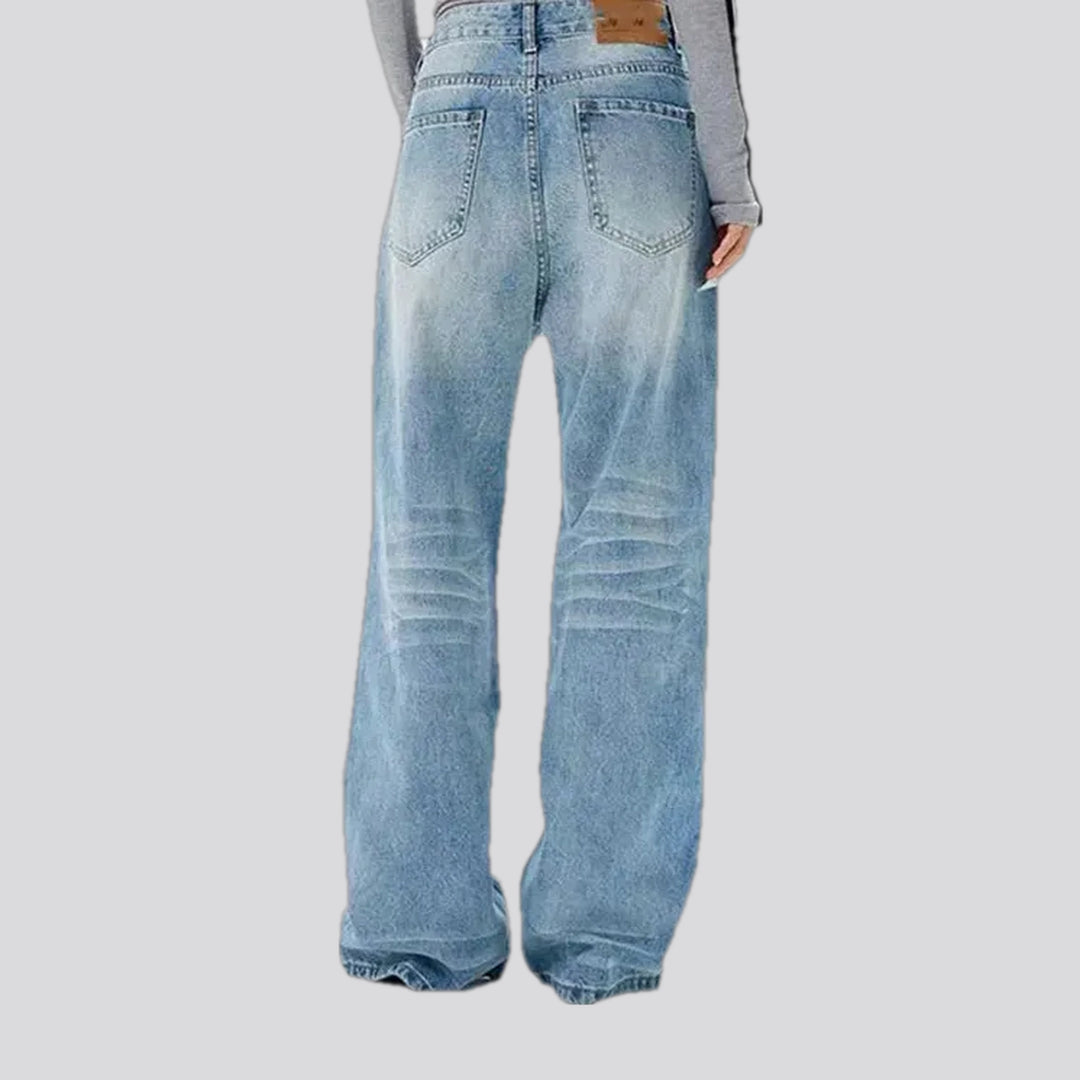 Abraded mid rise jeans for men