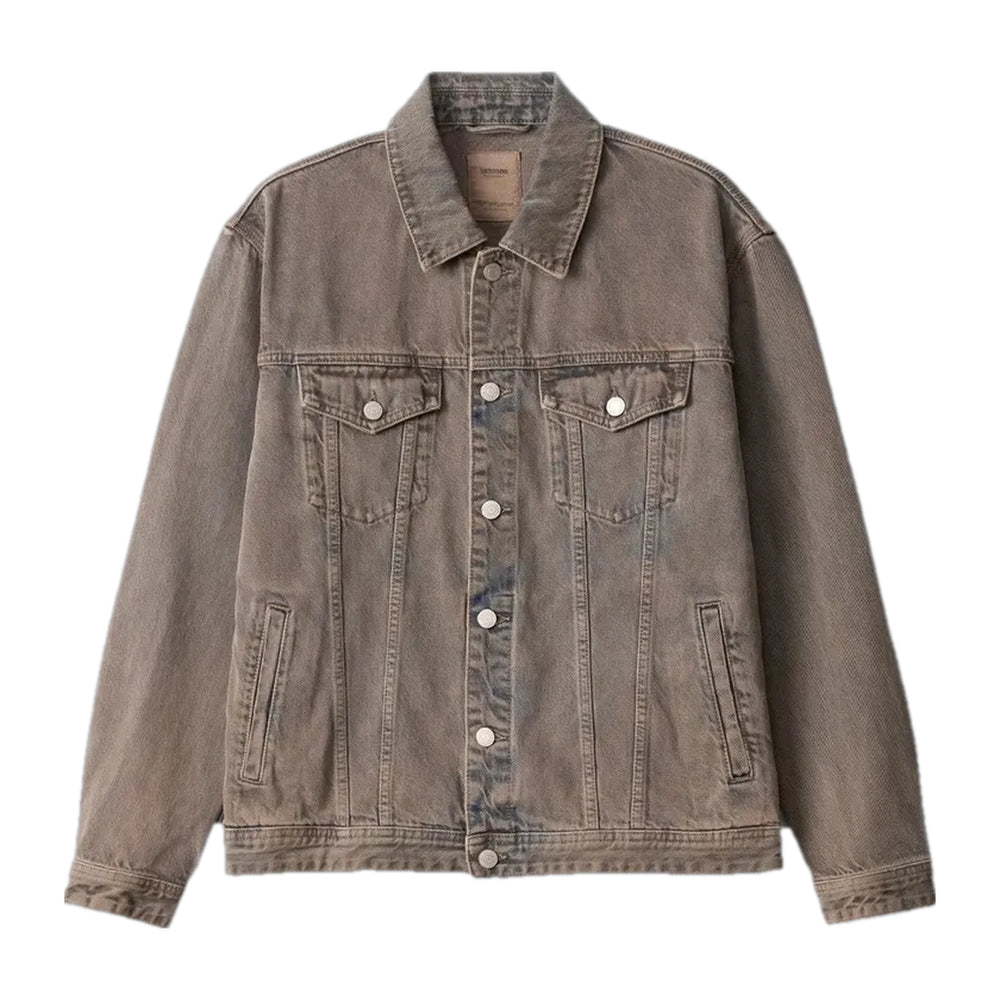 Retro Style Men's Jean Trucker Jacket - Grey