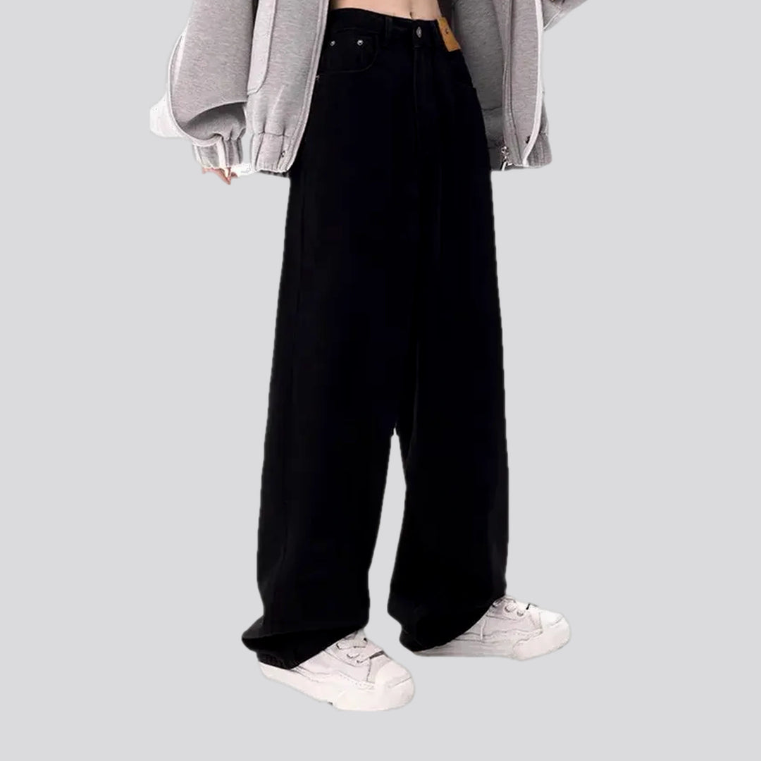 Whiskered baggy women's jeans