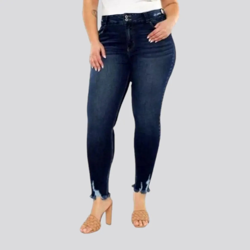 Distressed-hem sanded jeans for women | Jeans4you.shop