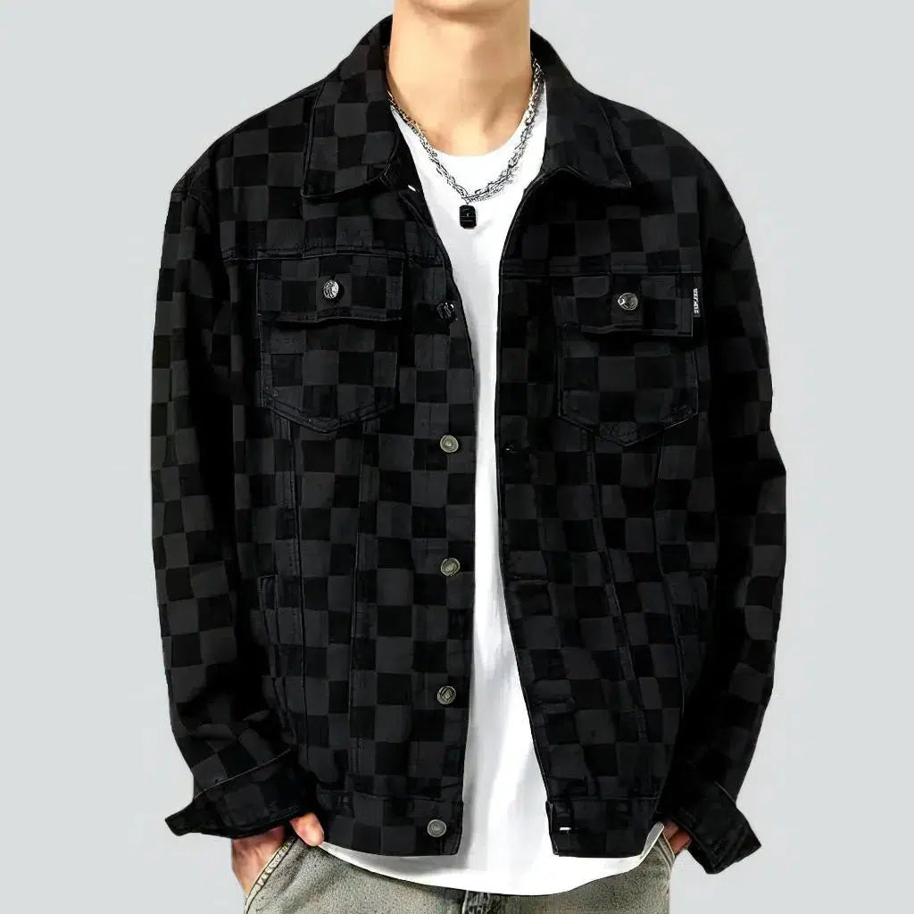 Painted black men's jean jacket | Jeans4you.shop
